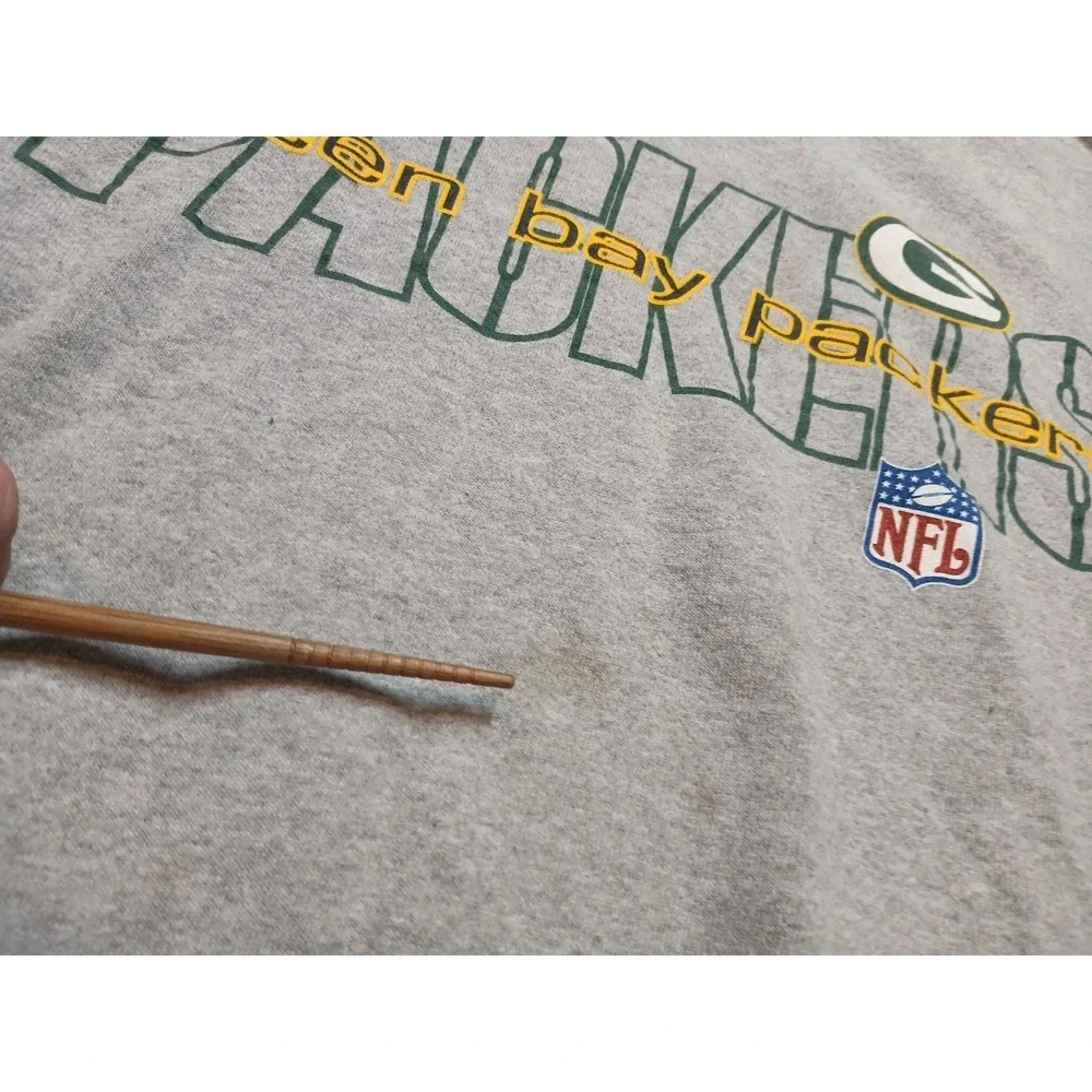 Y2K Puma NFL Green Bay Packers Sweatshirt Large Grey Faded Stained‎ Crewneck